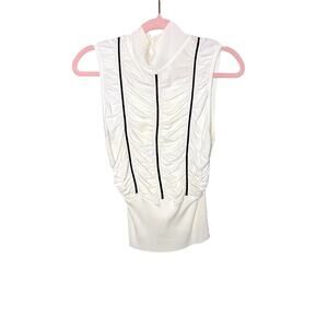 Donna Gray White Tank Top Women's Size Large Career Wear Corpcore Office Scrunch